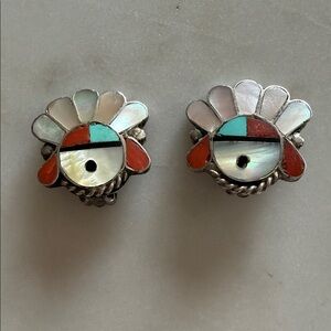Vintage Zuni Sunface clip-on earrings